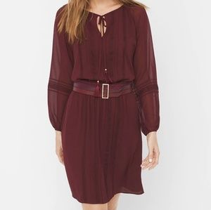 NWT WHBM Sheer Sleeve Boho Chiffon Dress